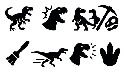 Dinosaur silhouette icon set. prehistoric, fossil archaeology icons silhouette collection