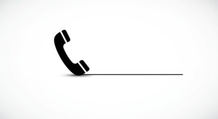 Black Telephone with Horizontal Line and Copy Space for Phone Number
