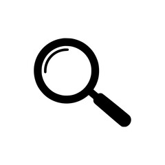 Magnifying glass icon in black silhouette design  