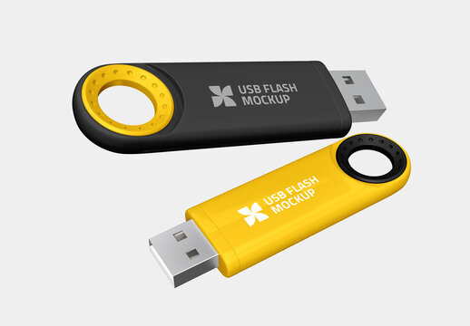 Two USB Flash Drive Mockup
