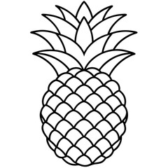 Pineapple Fruit Line Vector