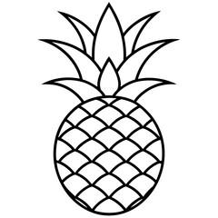 Pineapple Fruit Line Vector