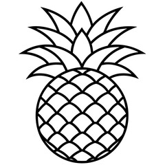 Pineapple Fruit Line Vector