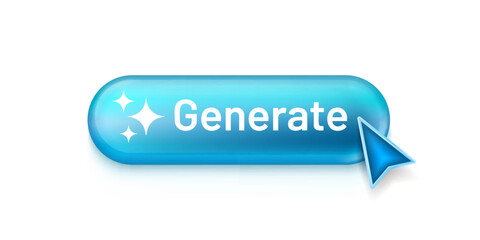 Button Ai Generate, Call for assistant help, image and text generator. Vector Illustration
