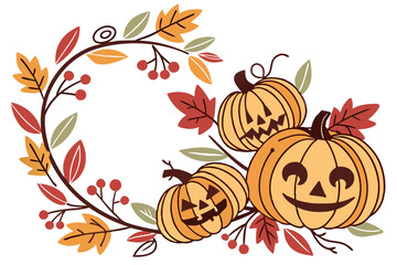 Pumpkin Wreath Clipart for Fall and Thanksgiving