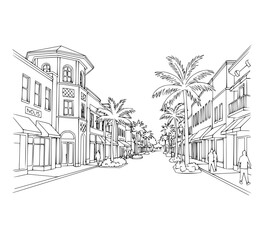 Line Art of Fifth Avenue South, Naples