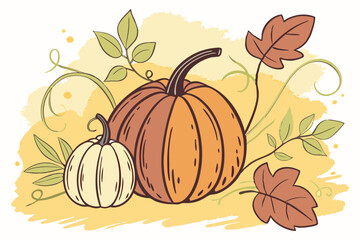 Watercolor Autumn Pumpkins Clipart
