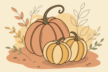 Watercolor Autumn Pumpkins Clipart

