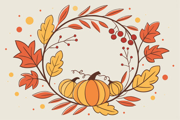 Whimsical Fall Wreath with Pumpkins and Foliage