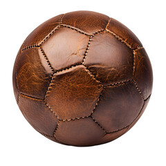 Close-up of a vintage leather soccer ball