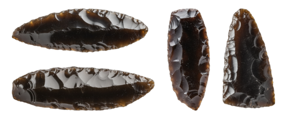 Paleolithic stone tools on transparent background  