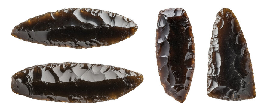 Paleolithic stone tools on transparent background  