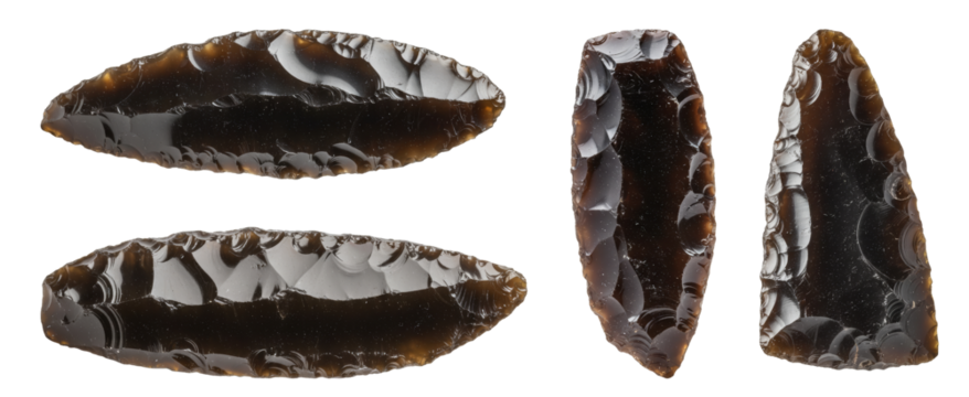 Paleolithic stone tools on transparent background  