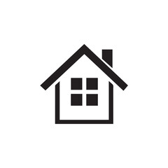 Minimalist vector home icon, simple black outline house symbol, perfect for web, mobile apps, user interface design, real estate, or navigation concepts. Isolated on white background