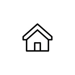Minimalist vector home icon, simple black outline house symbol, perfect for web, mobile apps, user interface design, real estate, or navigation concepts. Isolated on white background