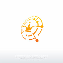 pixel crown logo, Crown Technology logo symbol concept
