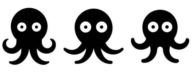 Fototapeta premium Octopus Silhouette Vector Collection for Marine, Sea Creature, and Nautical Projects