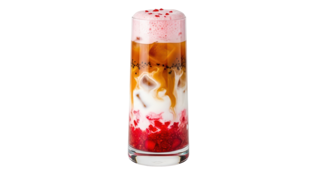 Isolated Layered Fruit and Yogurt Drink