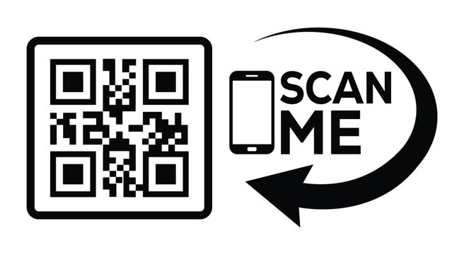 Scan QR code icon. Digital scanning qr code. QR code scan for smartphone. Scan Here text on top of the qr code