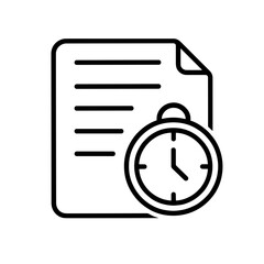 Document with clock icon representing task deadlines &ndash; outline