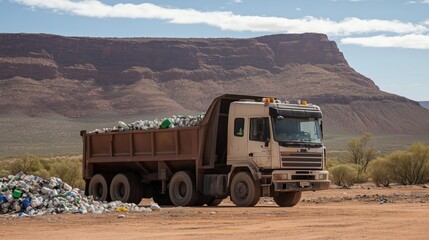 Mobile recycling collection truck visiting remote community