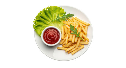 Isolated French Fries with Ketchup