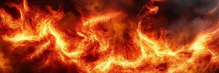 Obraz premium Inferno of Fire A Fiery Dance of Flames and Smoke, Symbolizing Destruction and Raw Energy