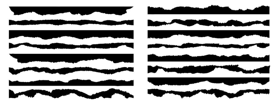 Collection of ripped paper borders and stripes vector illustration