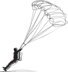 skydiver freehand drawing, hand drawing