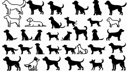 犬シルエットアイコンセット｜Dog Silhouette Icon Set