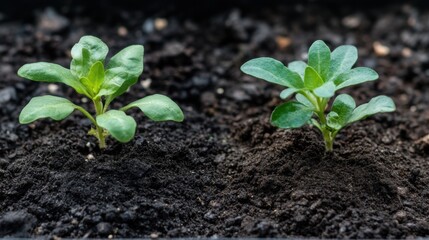  one grown with compost, one without, showing dramatic difference in growth