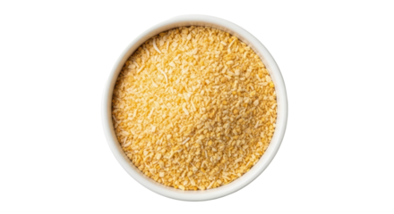 Isolated Dehydrated Garlic Granules in Bowl
