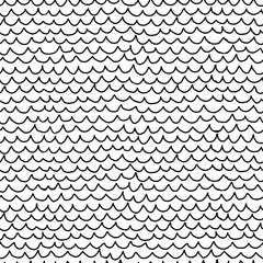 Fish scale seamless pattern in black and white. Vector seamless abstract background with Irregular hand drawn zig zag lines. Perfect for wallpaper, packaging, textile, or other projects