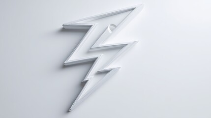 Acrylic white thunder icon 3d render isolated on white background .