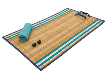Stylish Bamboo Beach Mat with Turquoise Stripes