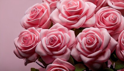 buds of artificial pink roses close up