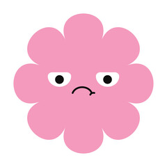 Emotional flower illustration with sad face and soft hues. Stylized bloom designed with expressive simplicity