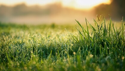 green grass with morning dew