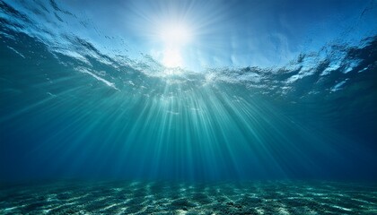 Obraz premium sunbeams and sea deep or ocean underwater as a background