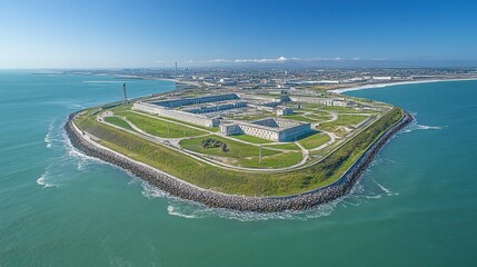 Fototapeta premium Coastal fortified island complex