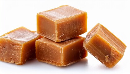 stacked sweet organic jaggery cubes isolated