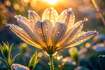 yellow flower with dew drops