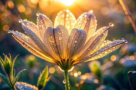 yellow flower with dew drops
