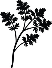 Set of Black Tree Silhouettes with Leaves and Branches on White Background