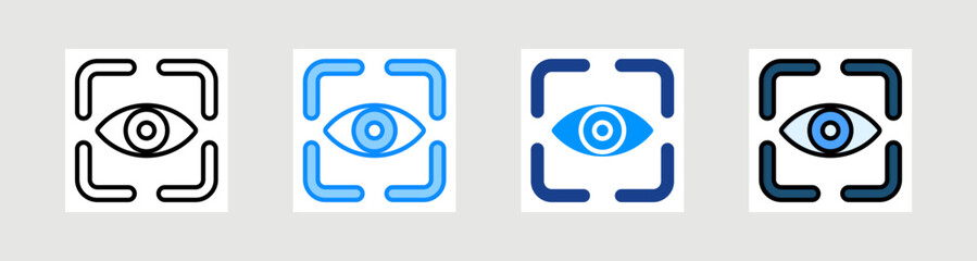 Eye Recognition Icon Collection Set Multiple Style
