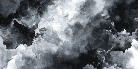 Heavy dark low clouds loom over a forest before a thunderstorm. sky with dark black, gray and white clouds with background texture