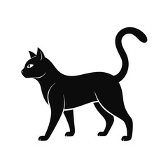 Elegant Black Cat Silhouette Vector Illustration of a Feline