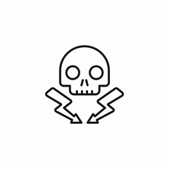 electrical hazard skull icon sign vector