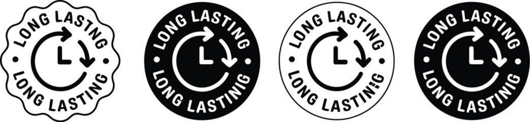 Long lasting product icon vector set, durability symbol, extended life, black and white, best quality