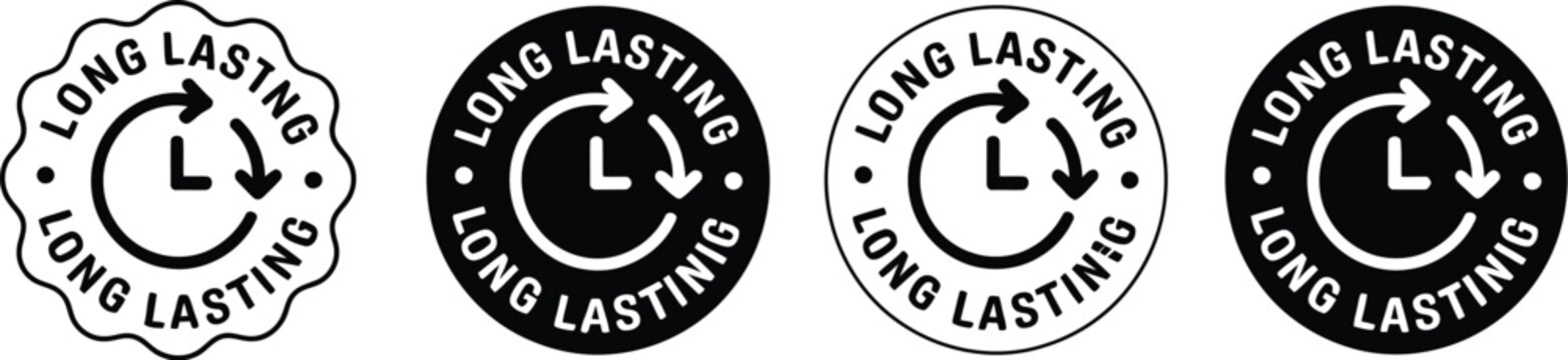 Long lasting product icon vector set, durability symbol, extended life, black and white, best quality